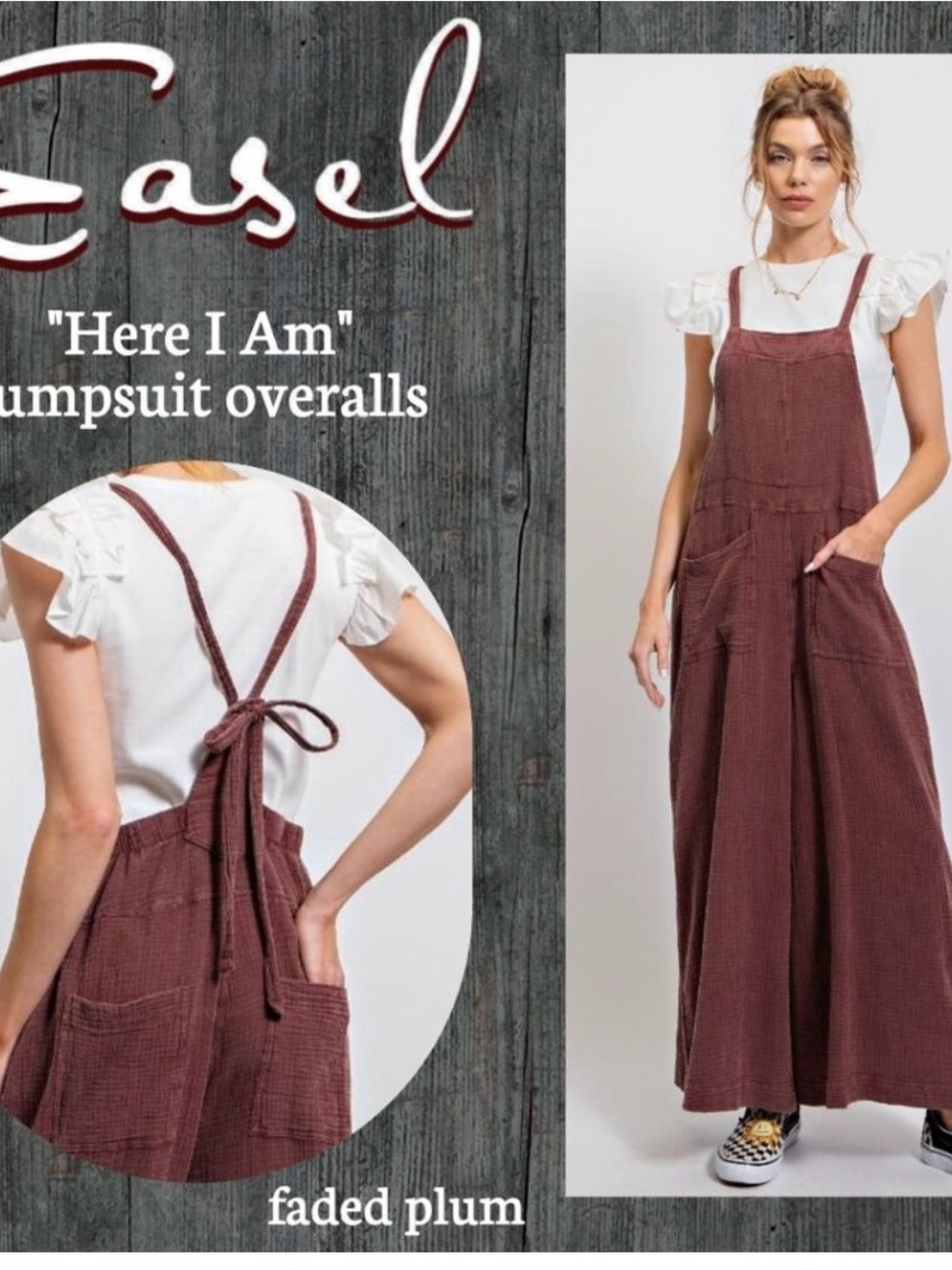 Easel Burgundy Jumpsuit